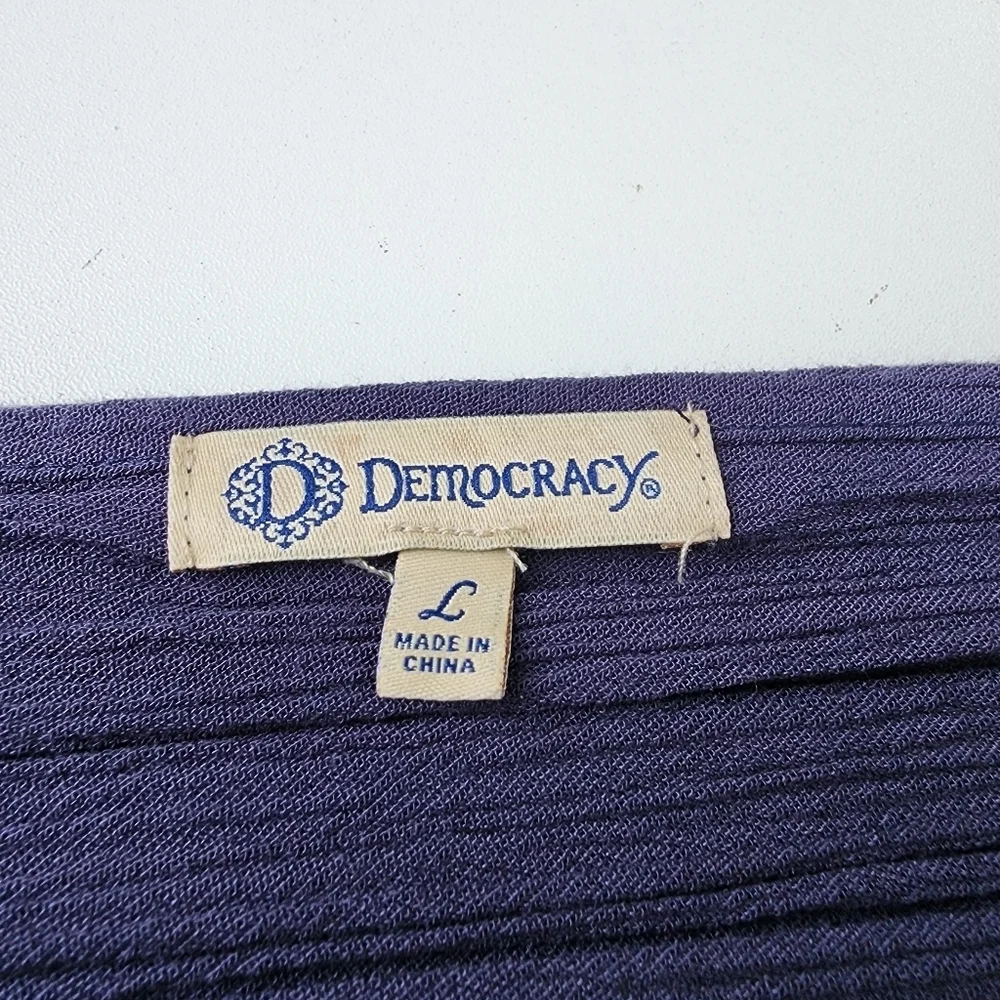 Democracy Navy Blue Wide Leg Jumpsuit Sleeveless Boho Festival V-Neck Gauze Sz L